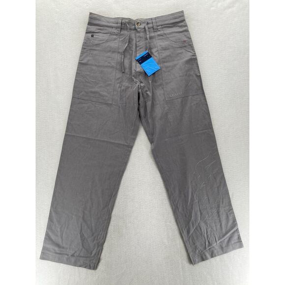 Vintage Clench Jeans Linen Pants Mens XL Gray Baggy Straight Lion Embroidery Y2K - Picture 1 of 14